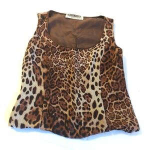 Vtg Made in Italy Silk Animal Print Camisole Shell S Boho Luxe Minimalist Power